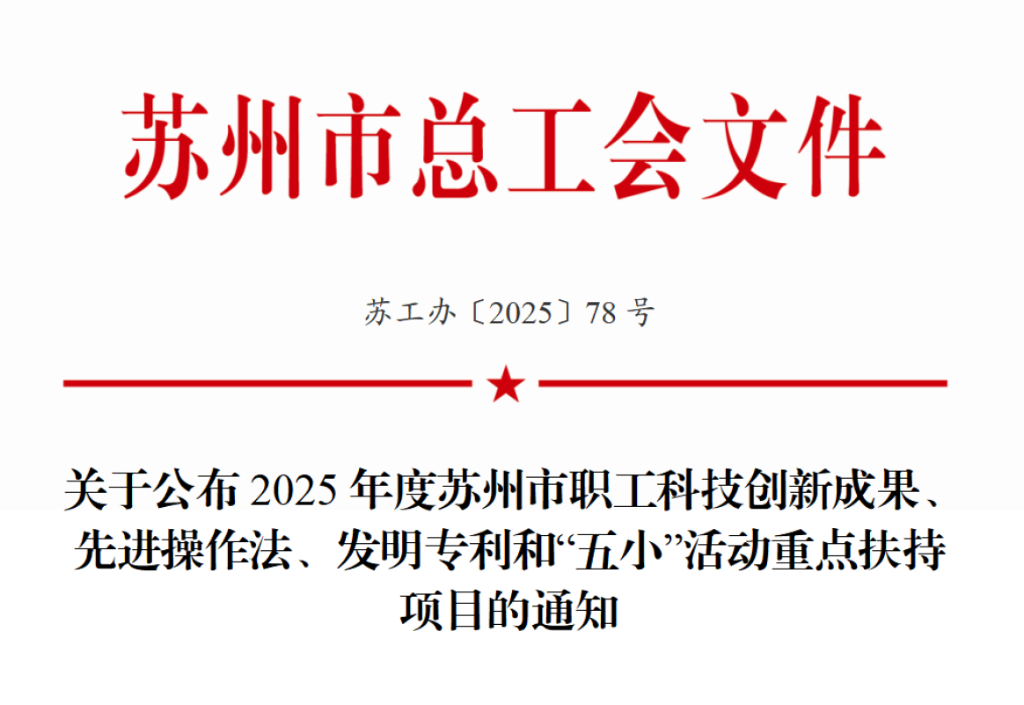 银河获评苏州市职工“五小”活动重点扶持项目